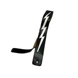 Levy's Guitar Strap Black Leather With White Lightening Adjustable